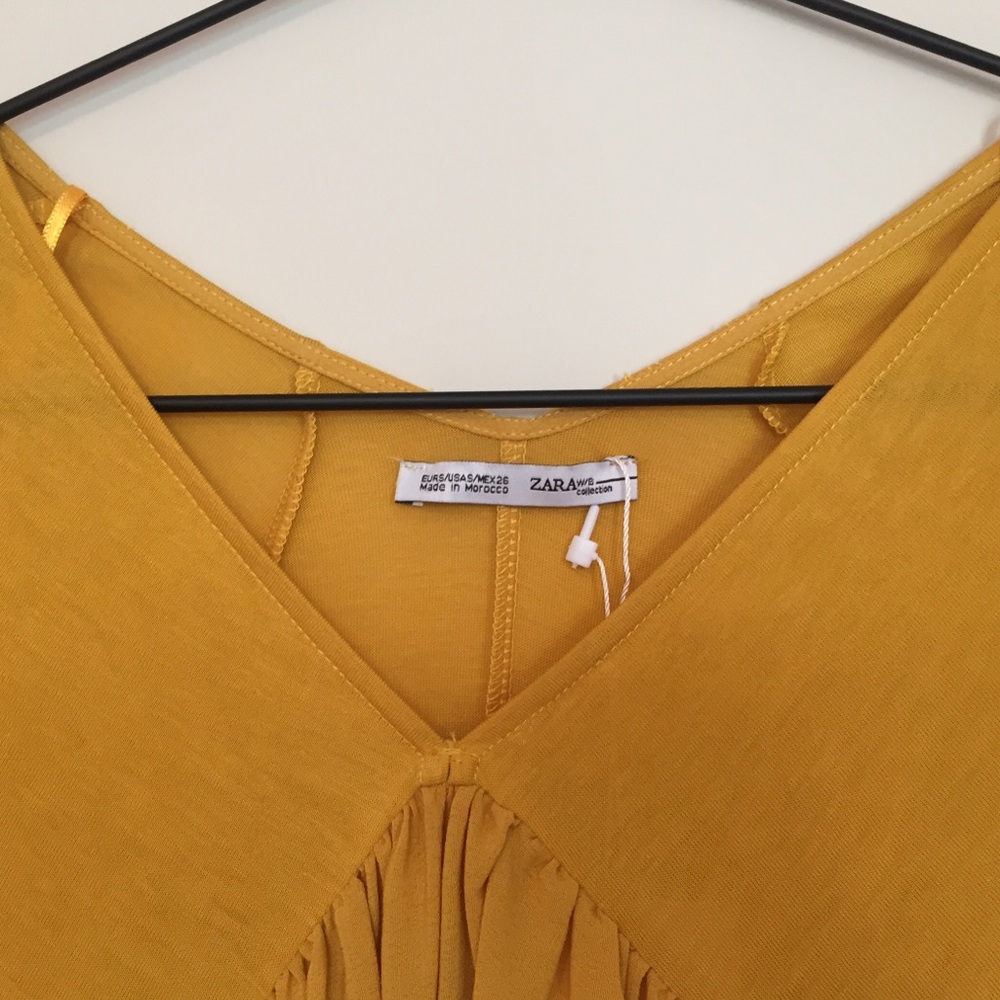 Zara mustard flowy blouse - Picture 3 of 5